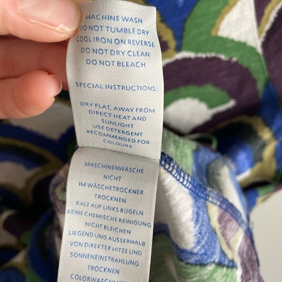 Boden Fan Scallop Print Alyssa Miller Collection Tee Shirt - Blue/Green - Size 2 - Picture 9 of 9